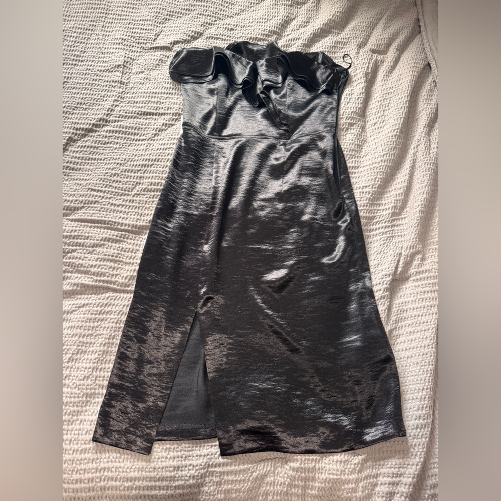 Express Shiny Black Midi Skirt